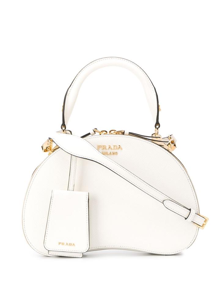Prada Odette Logo Plaque Shoulder Bag - White