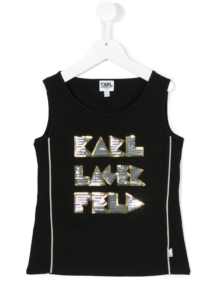 Karl Lagerfeld Kids Logo Print Tank Top, Girl's, Size: 12 Yrs, Black