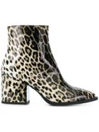 Mcq Alexander Mcqueen Leopard Print Pointed Ankle Boots - Black