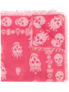 Alexander Mcqueen King And Queen Skull Scarf, Women's, Pink/purple, Silk/modal