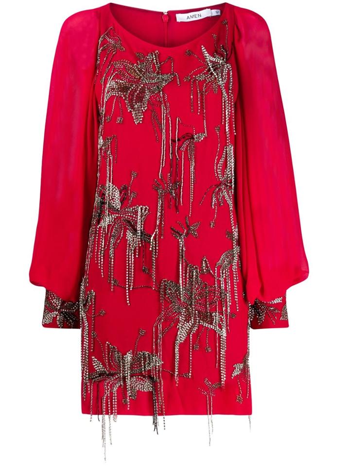 Amen Embellished Short Dress - Red