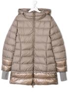Herno Kids Zipped Hooded Coat - Neutrals