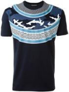 Neil Barrett Patterned Camouflage T-shirt, Men's, Size: Small, Blue, Cotton