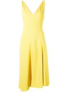 Theory - V-neck Asymmetric Hem Dress - Women - Polyester/triacetate - 8, Yellow/orange, Polyester/triacetate