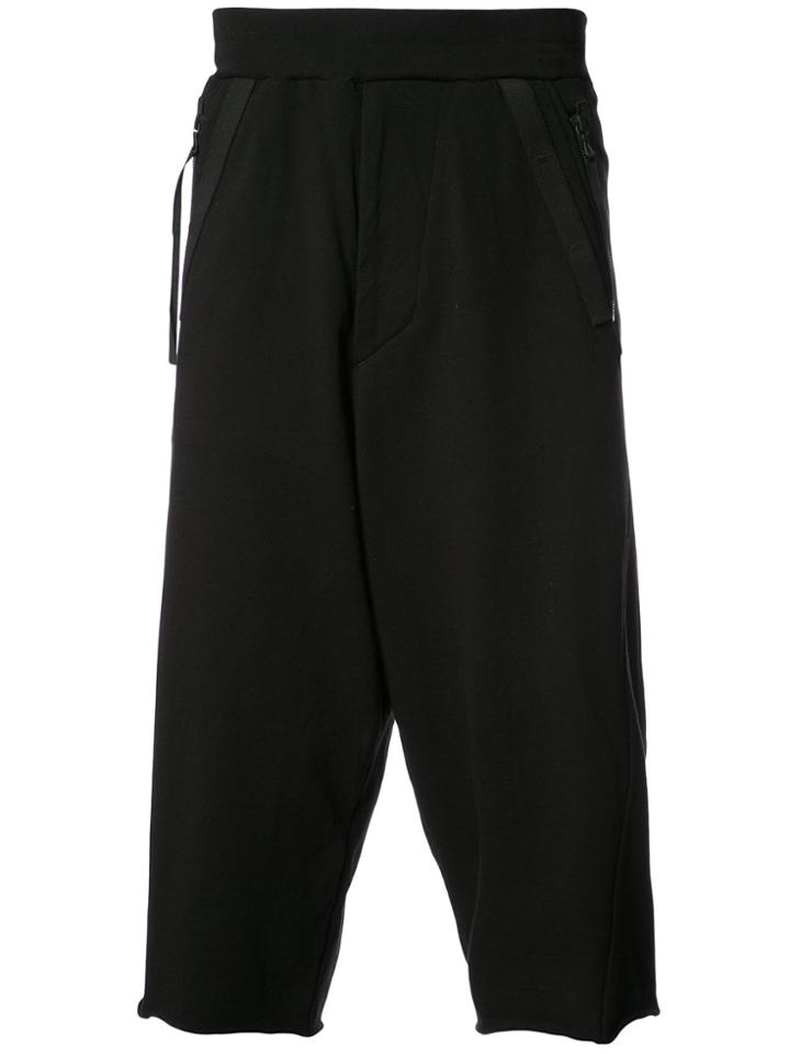 Julius Drop Crotch Cropped Trousers - Black