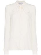 Racil Long Sleeve Silk Blouse With Tie Neck - Nude & Neutrals