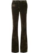 Kiltie Flared Textured Trousers - Green