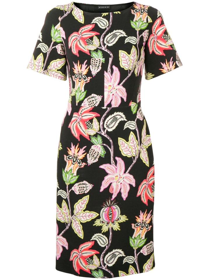 Etro Floral Print Midi Dress - Black