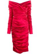 Dolce & Gabbana Draped Off The Shoulder Dress - Red