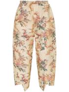 By Walid Artem-print Cropped Trousers - Neutrals
