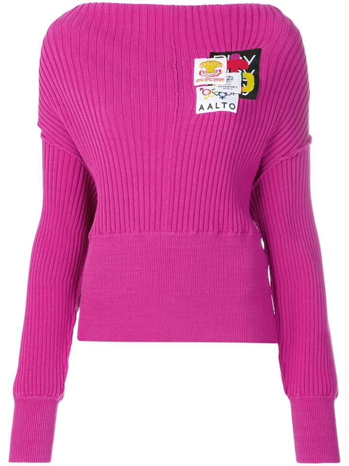Aalto Ribbed Boatneck Jumper - Pink & Purple