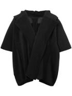 Homme Plissé Issey Miyake Draped Plissé V-neck Tee - Black
