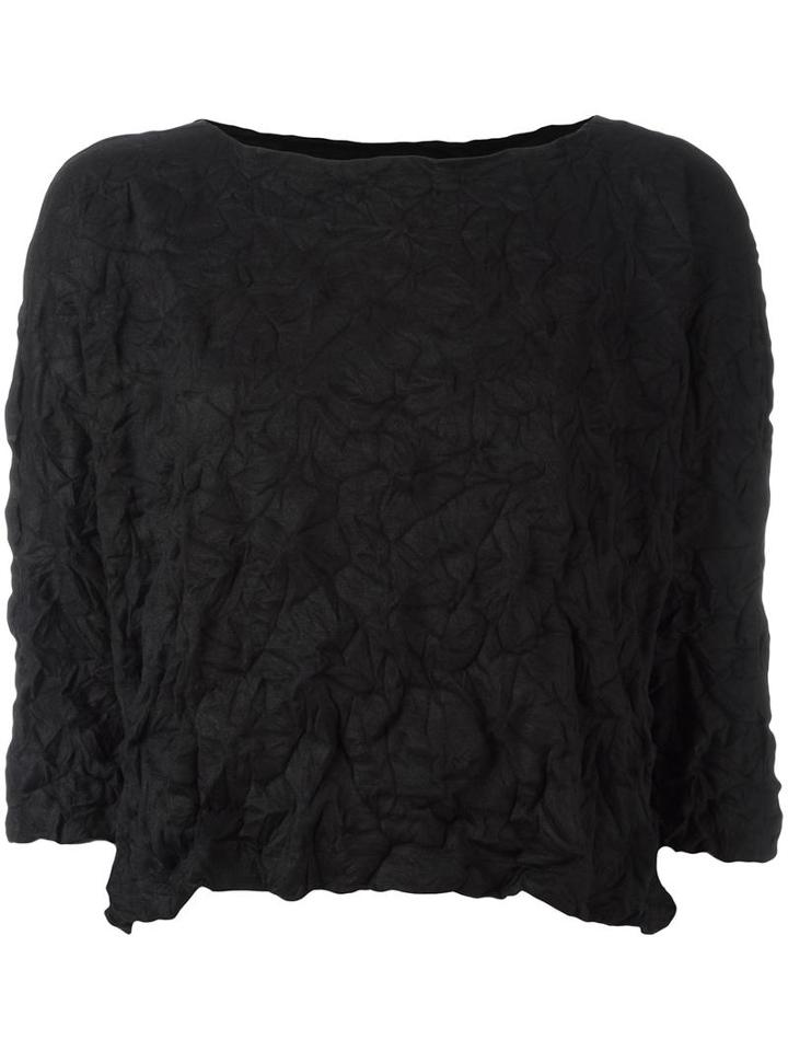 Issey Miyake Cauliflower Cropped T-shirt, Women's, Black, Polyester