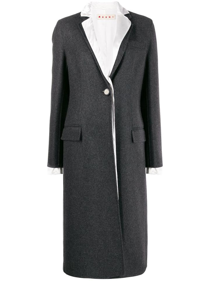 Marni Layered Single Breasted Coat - Grey