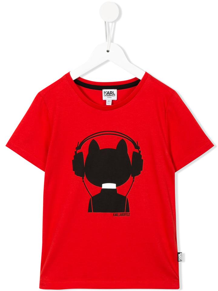Karl Lagerfeld Kids Cat Print T-shirt, Boy's, Size: 6 Yrs, Red