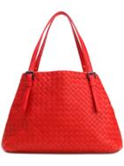 Bottega Veneta Vesuvio Intrecciato Nappa Medium Tote Bag - Red