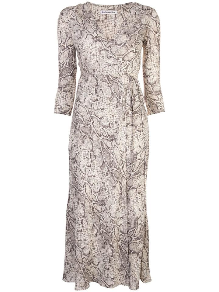 Reformation Jaz Python-print Dress - Neutrals