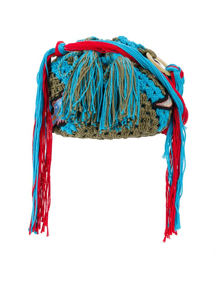 Peter Pilotto - Dinosaur Applique Crocheted Bag - Women - Silk/cotton/polyester - One Size, Green, Silk/cotton/polyester