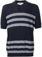 Marni Striped Polo Shirt, Men's, Size: 46, Blue, Cotton