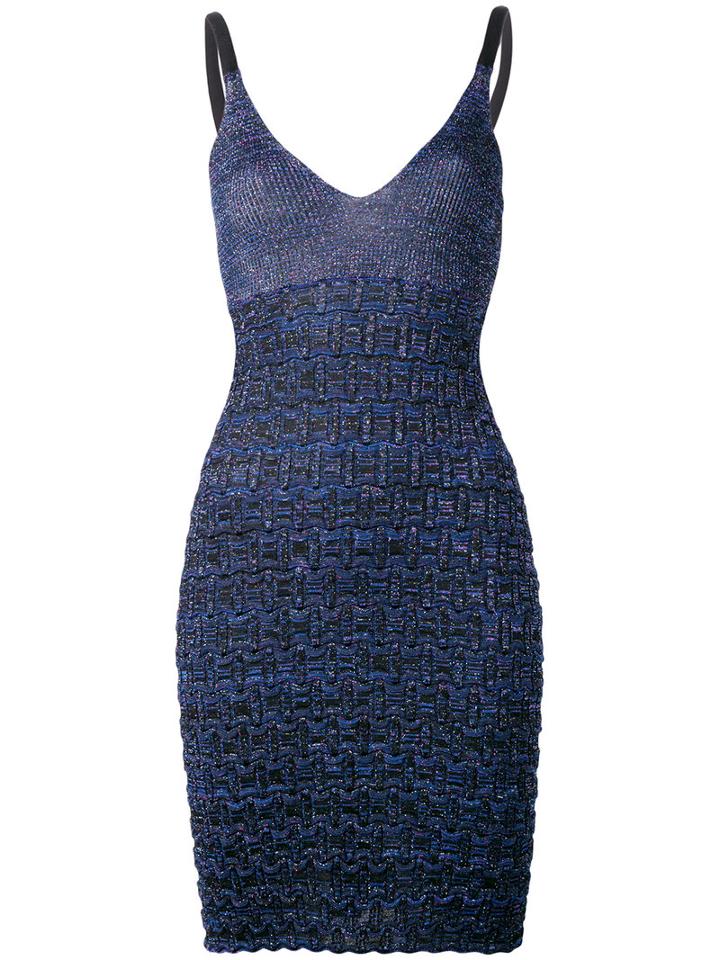 Kenzo - Metallic Textured Knit Dress - Women - Polyester/viscose/metallized Polyester - S, Blue, Polyester/viscose/metallized Polyester