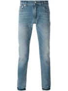 Dolce & Gabbana Distressed Jeans, Men's, Size: 50, Blue, Calf Leather/cotton/spandex/elastane