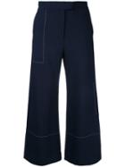 Wide Leg Trousers - Women - Spandex/elastane/viscose/virgin Wool - 0, Blue, Spandex/elastane/viscose/virgin Wool, Studio Nicholson