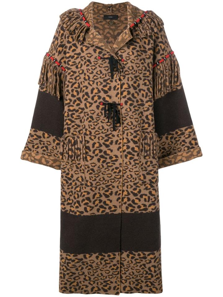 Alanui Leopard Print Coat - Brown
