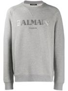 Balmain Embroidered Logo Sweatshirt - Grey