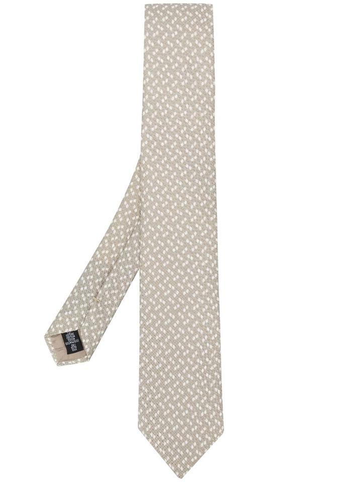 Emporio Armani Polka-dot Woven Tie - Neutrals
