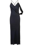 Michelle Mason Draped Cowl Midi Dress - Black