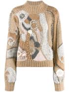 Alberta Ferretti Colour-block Embroidered Sweater - Neutrals