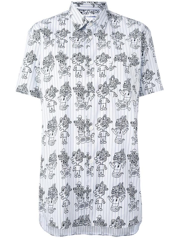 Comme Des Garçons Shirt - Printed Short Sleeve Shirt - Women - Cotton - S, Blue, Cotton