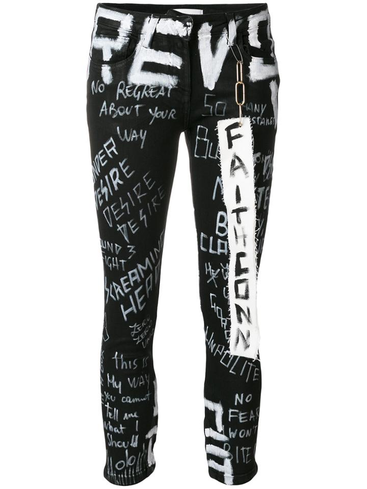 Faith Connexion Graffiti Print Jeans - Black