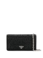 Prada Studded Logo Plaque Crossbody - Black