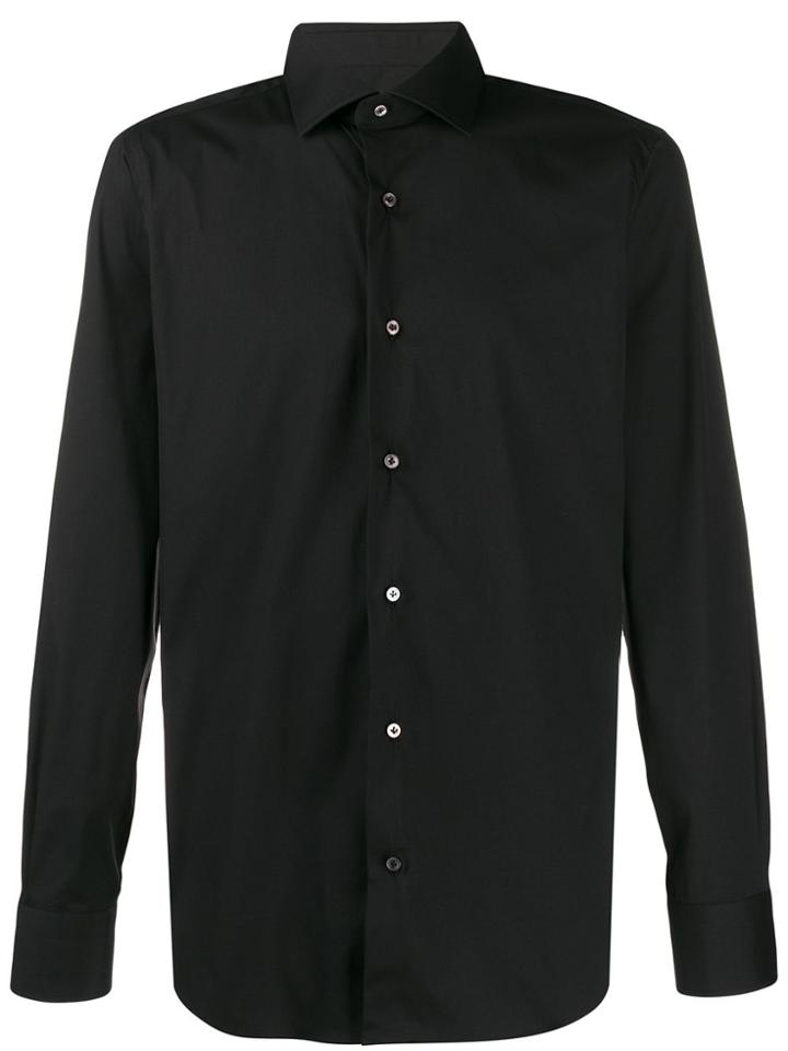 Barba Pointed Collar Shirt - Black