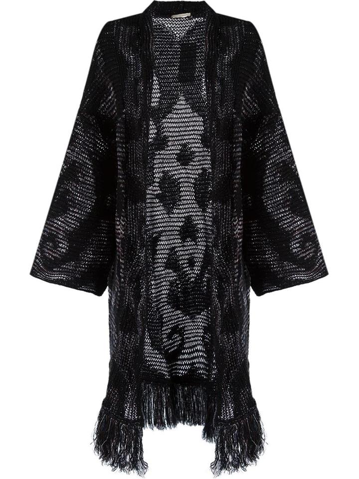 Cecilia Prado Open Front Long Knitted Cardigan, Women's, Size: Medium, Green, Acrylic/polyamide/viscose