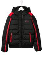 Givenchy Kids Red Trim Padded Hooded Jacket - Black
