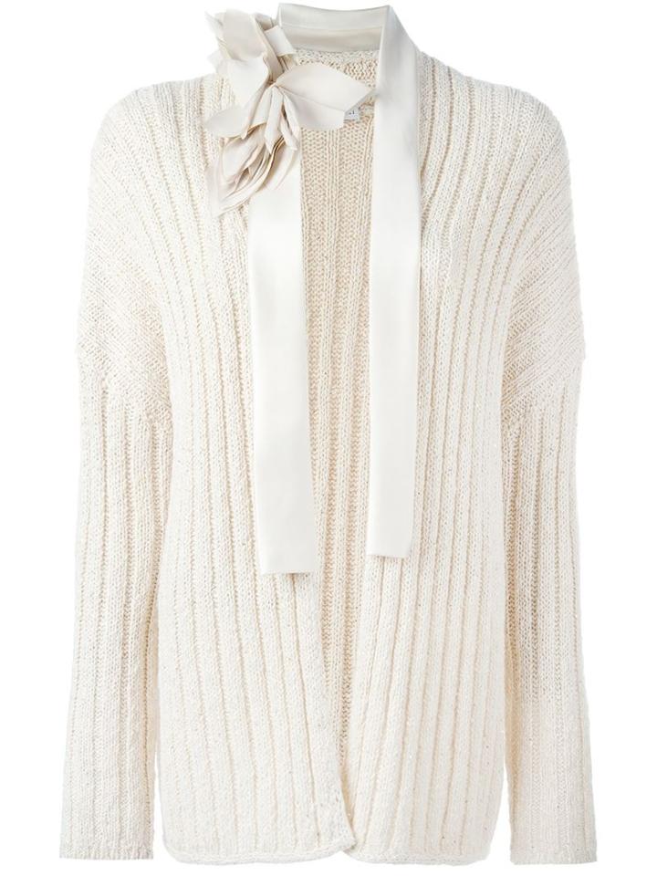 Brunello Cucinelli Flower Appliqué Scarfed Cardigan