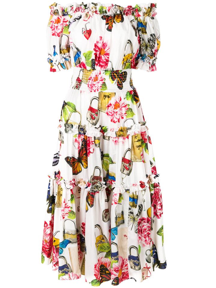 Dolce & Gabbana Shirred Butterfly Dress - White