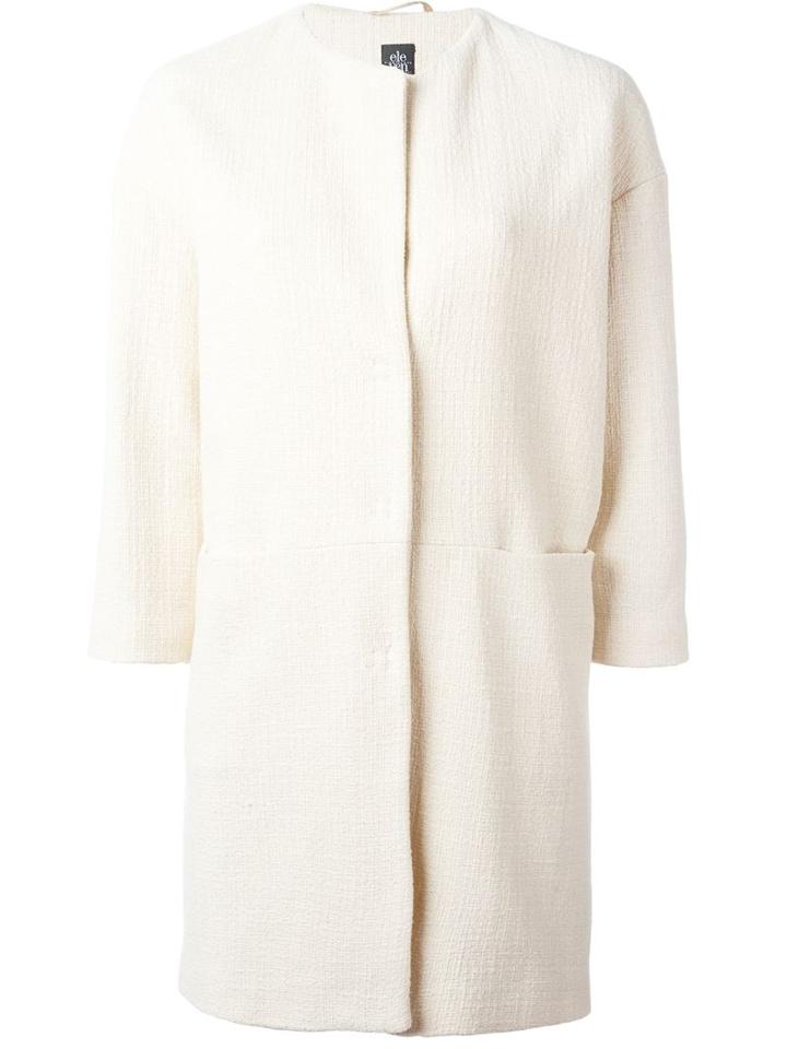 Eleventy Collarless Coat, Women's, Size: 44, Nude/neutrals, Cotton/polyester/viscose/spandex/elastane