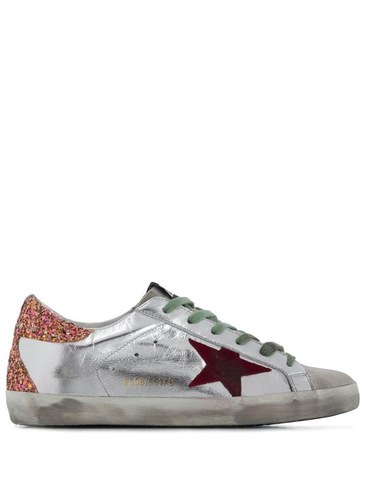 Golden Goose Glitter Detail Sneakers - Silver