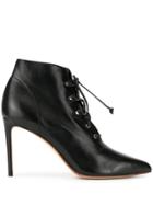 Francesco Russo Lace-up High Heel Ankle Boots - Black