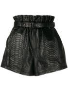 Saint Laurent Crocodile-effect Leather Shorts - Black