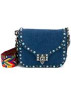 Valentino Valentino Garavani Rolling Rockstud Crossbody Bag, Women's, Blue, Cotton/leather/metal (other)