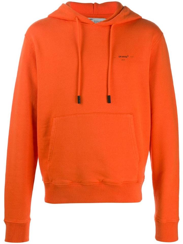 Off-white Logo Print Hooded Sweater - Orange