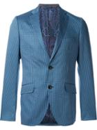 Etro Patterned Blazer, Men's, Size: 52, Blue, Cotton/silk/acetate/viscose