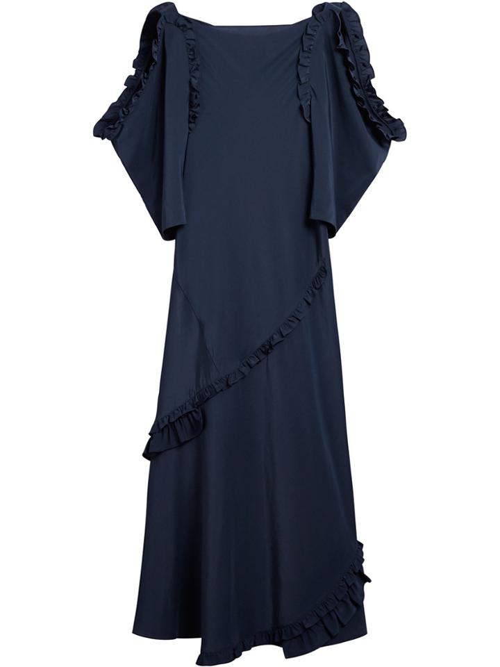 Burberry Ruffled Midi Dress - Blue