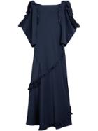 Burberry Ruffled Midi Dress - Blue