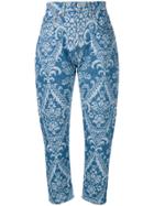 Junya Watanabe Cropped Patterned Jeans - Blue