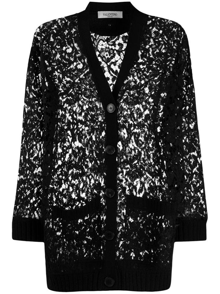 Valentino Knitted Lace Cardigan - Black